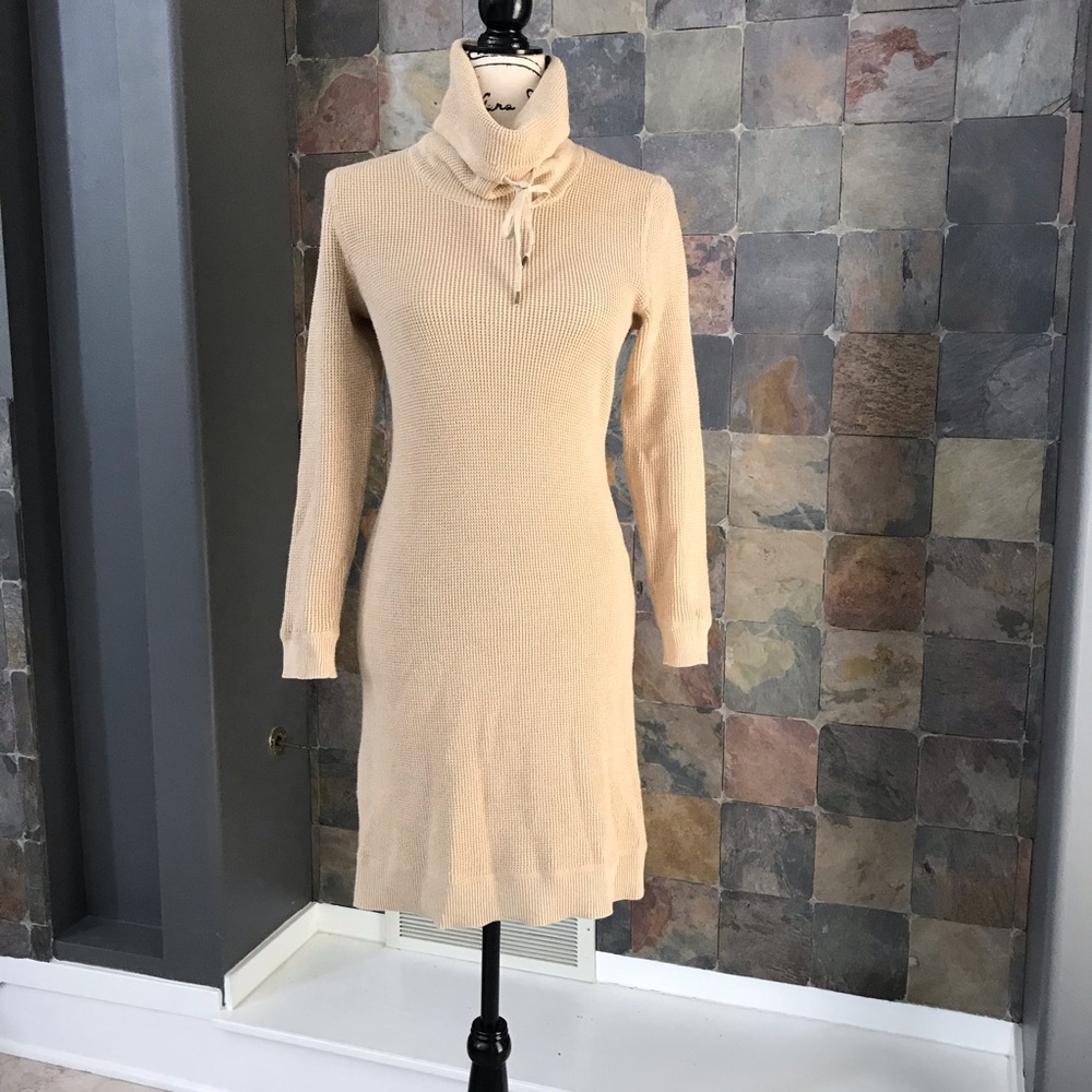 Ralph Lauren Beige Turtleneck Waffle Weave Tunic